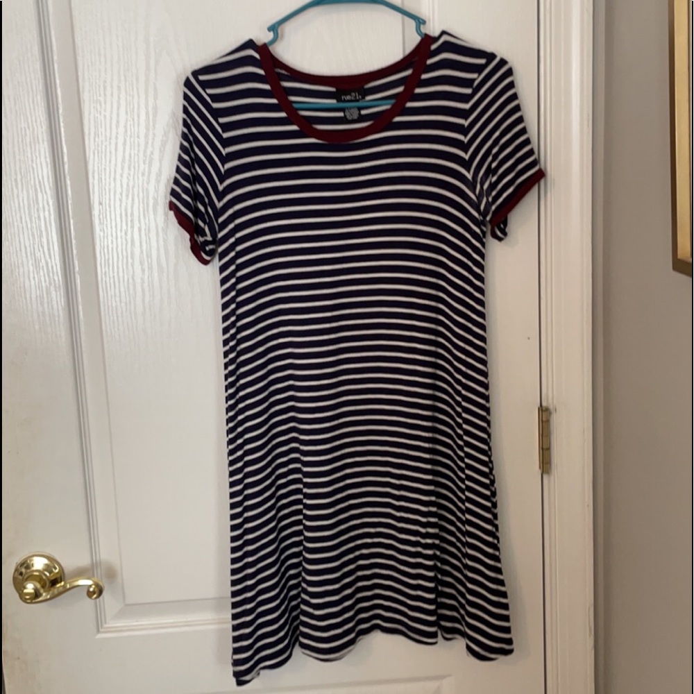 Navy blue and white stripped dress